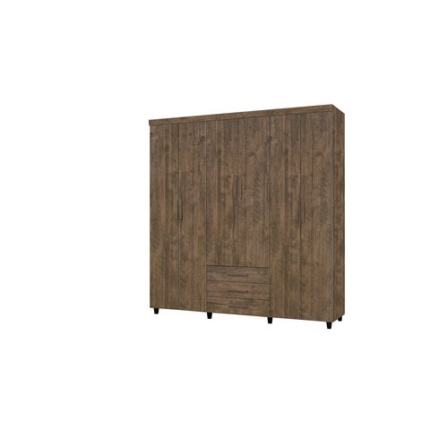 Guarda Roupa 6 Portas 3 Gavetas Cabideiro Prateleira Titan Canela