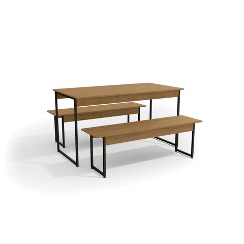 Mesa com 2 Bancos Estilo Industrial Kappesberg LI013 Freijó e Preto