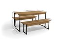 Ver imagem 2 de Mesa com 2 Bancos Estilo Industrial Kappesberg LI013 Freijó e Preto