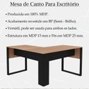 Ver imagem 3 de Mesa de Canto para Escritorio Me4181 Amendoa Preto Tecno Mobili