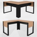 Ver imagem 6 de Mesa de Canto para Escritorio Me4181 Amendoa Preto Tecno Mobili