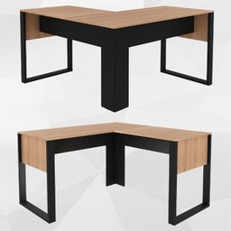 Mesa de Canto para Escritorio Me4181 Amendoa Preto Tecno Mobili - 6 Mesa de Canto para Escritorio Me4181 Amendoa Preto Tecno Mobili - 6