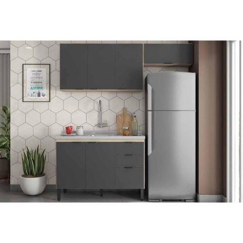 Cozinha Modulada Demóbile 3 Peças Firenze C3p50 Avena/grafito