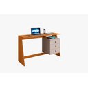 Ver imagem 1 de Mesa de Estudo Gaby 3 Gavetas com Puxadores em Couro:cinamomo / Off