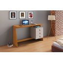 Ver imagem 2 de Mesa de Estudo Gaby 3 Gavetas com Puxadores em Couro:cinamomo / Off