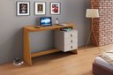 Ver imagem 2 de Mesa de Estudo Gaby 3 Gavetas com Puxadores em Couro:cinamomo / Off