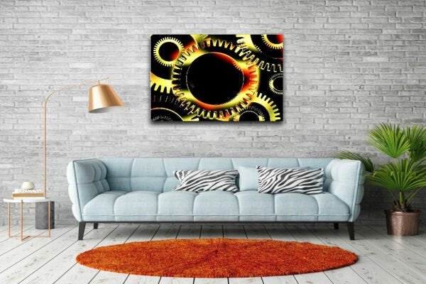Quadro Decorativo Tudo Gira Tudo Vibra Engrenagens - 2