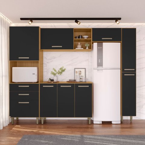 Cozinha Completa Luna 5 Peças Carvalho Preto