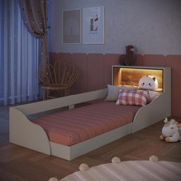 Cama Infantil Montessoriana 214,5cm Cabeceira C/ Nicho e Led Cor:arenas com Mel - 2