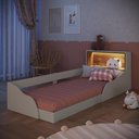 Ver imagem 2 de Cama Infantil Montessoriana 214,5cm Cabeceira C/ Nicho e Led Cor:arenas com Mel