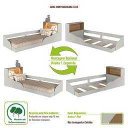 Cama Infantil Montessoriana 214,5cm Cabeceira C/ Nicho e Led Cor:arenas com Mel - 7