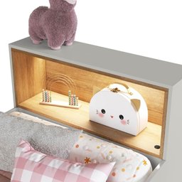 Cama Infantil Montessoriana 214,5cm Cabeceira C/ Nicho e Led Cor:arenas com Mel - 5