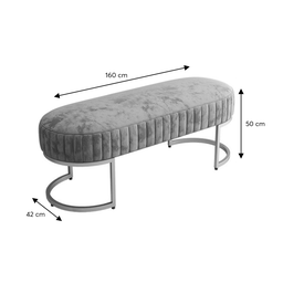 Banco Recamier Glow 158cm Cama Box Casal Base em Aço Dourado Zahav:Veludo Rosa - 3