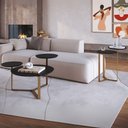 Ver imagem 2 de Kit Mesa de Centro e Mesa Lateral para Sala Pés Metálicos Dari A03 Nero Dourado - Lyam Decor