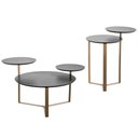 Ver imagem 1 de Kit Mesa de Centro e Mesa Lateral para Sala Pés Metálicos Dari A03 Nero Dourado - Lyam Decor
