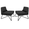 2 Poltronas Decorativa Luxo Doha Base Preto Linho Grafite - Folk Móveis - 1