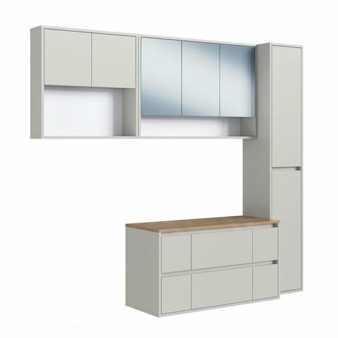 Conjunto Suspenso Banheiro Gabinete e Espelheira Berlin 176,6cm Arenas Cj106