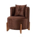 Ver imagem 4 de Conjunto 2 Poltronas + Sofá Curvo Orgânico Veludo Marrom - Montanaris Decor