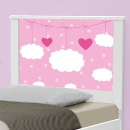 Cama Solteiro com Cabeceira Adesivada Nuvens Menina - 4