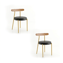 Ver imagem 3 de Cadeira de Jantar Kit 2 Lizzie Base Tubular Dourado Encosto Castanho PU D03 - D'Rossi