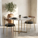 Ver imagem 1 de Cadeira de Jantar Kit 2 Lizzie Base Tubular Dourado Encosto Castanho PU D03 - D'Rossi