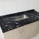 Ver imagem 2 de Pia de Cozinha 100cm Granito Preto Indiano Cuba Inox Rasa: Preto Indiano
