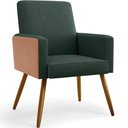 Ver imagem 3 de Kit 04 Poltronas Decorativa Maria W01 Pés Palito Linho Verde Musgo Couríssimo Camel - Lyam Decor