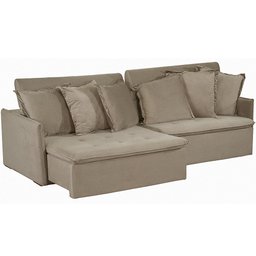 Sofá Modular 6 Lugares Olinda 2.90 MT com Molas Retrátil e Reclinável Linho Corriente Sofatec - 4