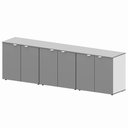 Ver imagem 2 de Armário Baixo Escritório 6 Portas C/ Chave 240 Cm F5 Office Cor:cinza Sagrado com Branco