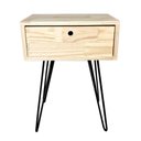 Ver imagem 3 de Mesa Lateral de Ferro e Madeira Industrial HairPin Uno com 1 Gaveta Natural e Preto