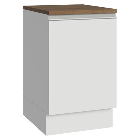 Balcão de Cozinha 50cm 1 Porta Branco Tampo Rustic Glamy Madesa