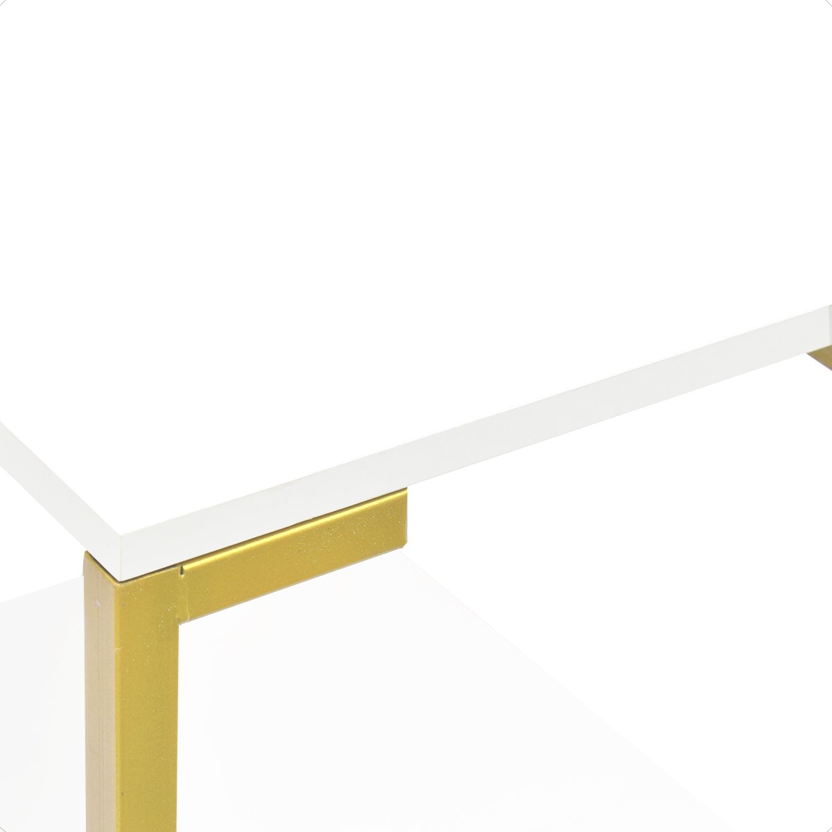 Mesa Estilo Industrial Moderna Nicola 120 Cm Dourado Branco - 4