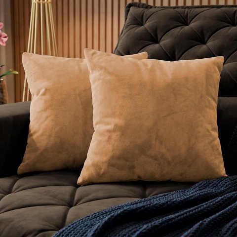 Almofadas Kit Plumie de 45x45cm 2 Uni Boucle Caramelo Cama Inbox