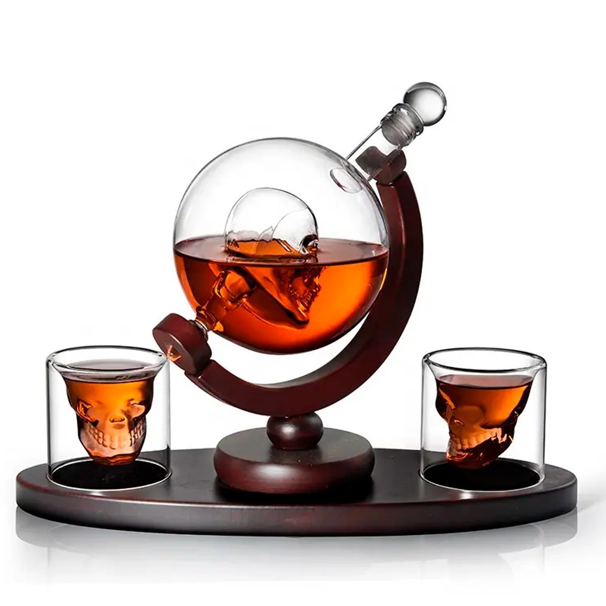 Decanter Whisky Caveira Com Base e Dois Copos Skull - 3