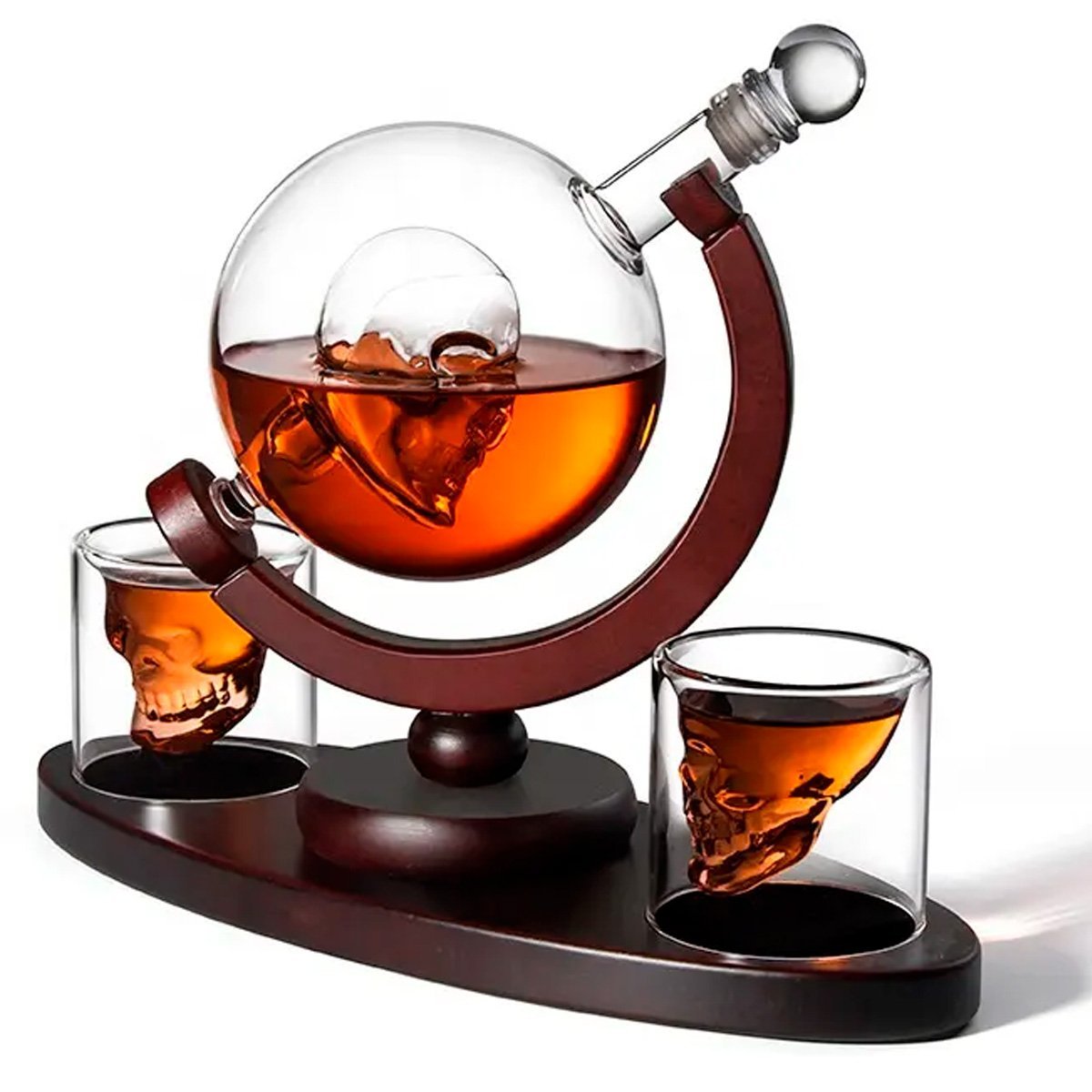 Decanter Whisky Caveira Com Base e Dois Copos Skull - 2