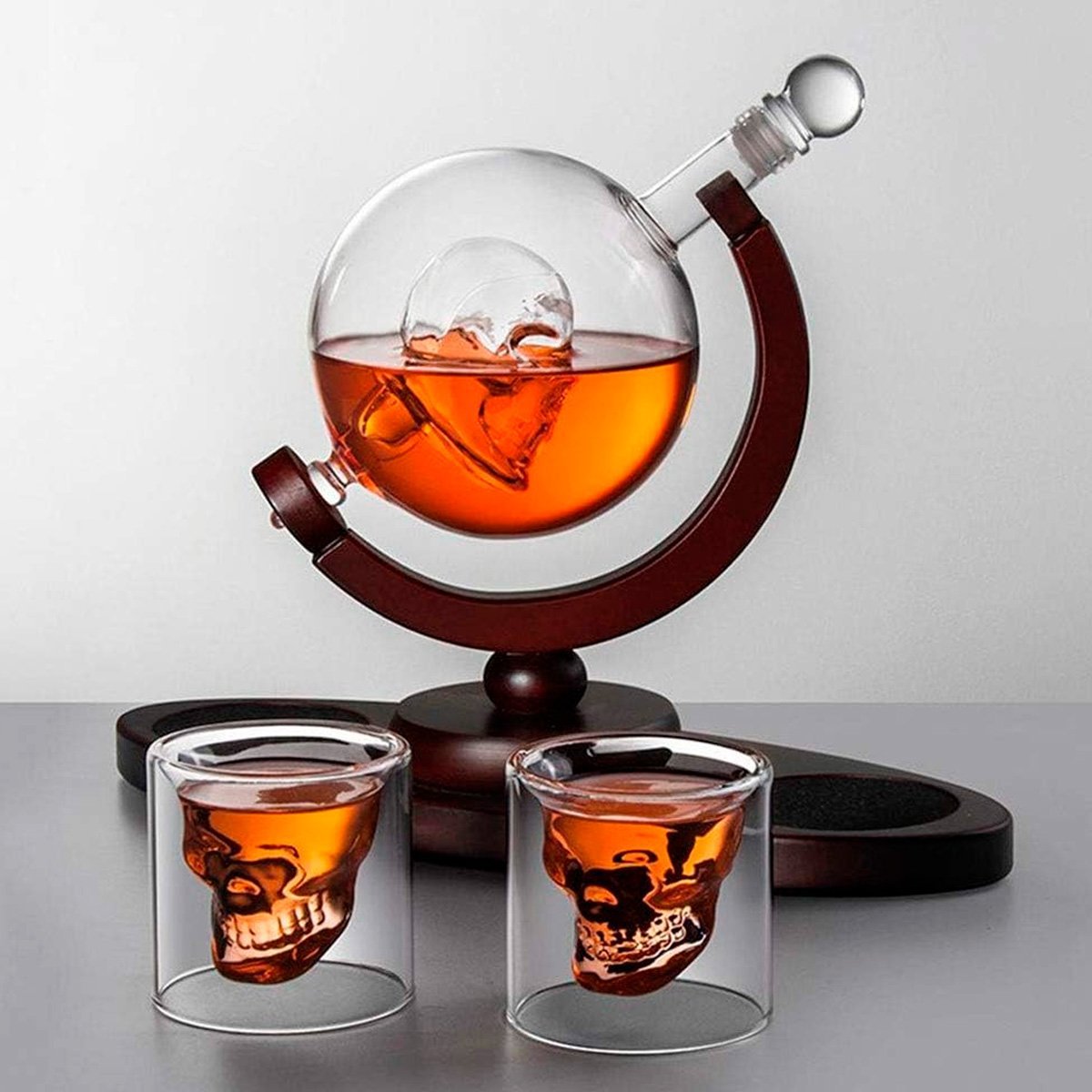 Decanter Whisky Caveira Com Base e Dois Copos Skull - 6