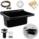 Ver imagem 1 de Tanque Lavanderia 22l Preto + Varal em Aço + Prendedor + Ralo