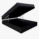 Ver imagem 1 de Cama Base Box Baú Casal Reforçado Suede Preto + Colchão Casal Reforçado D33 20x138x188