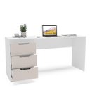 Ver imagem 3 de Mesa Escrivaninha Madri Escritório 3 Gavetas 163x77cm Creme/Branco 250705