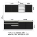 Ver imagem 4 de Armário de Cozinha Completa 240cm Branco/Preto Glamy Madesa 06