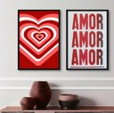 Ver imagem 1 de Kit 2 Quadros Decorativos Amor Amor Amor 45x34cm - com Vidro:madeira Branca