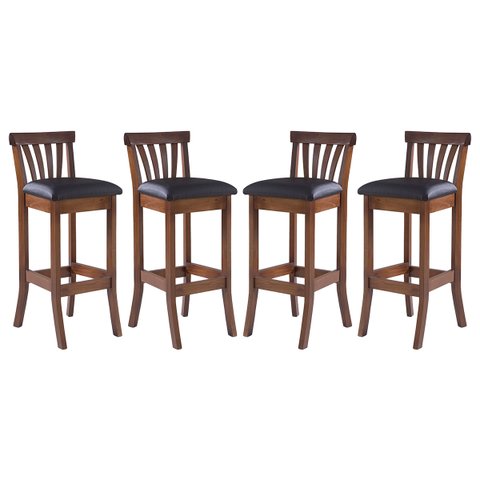 Kit 4 Banquetas Alta Estofada Anthurium 36 x 100 Cm Madeira Maciça Imbuia Facto Impermeável Marrom L