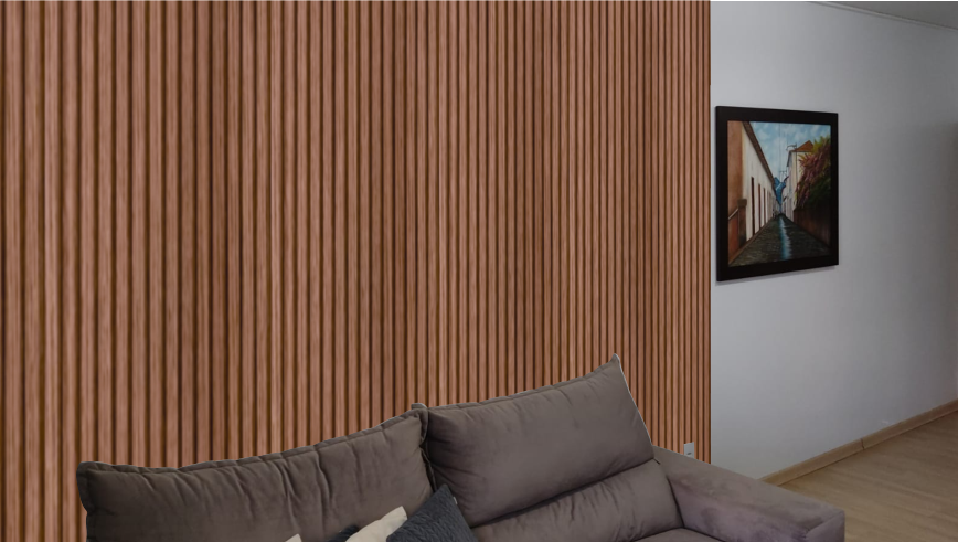 Painel Ripado Estrutural Wide MDF - 270cm X 30,5cm - Amêndoa ...