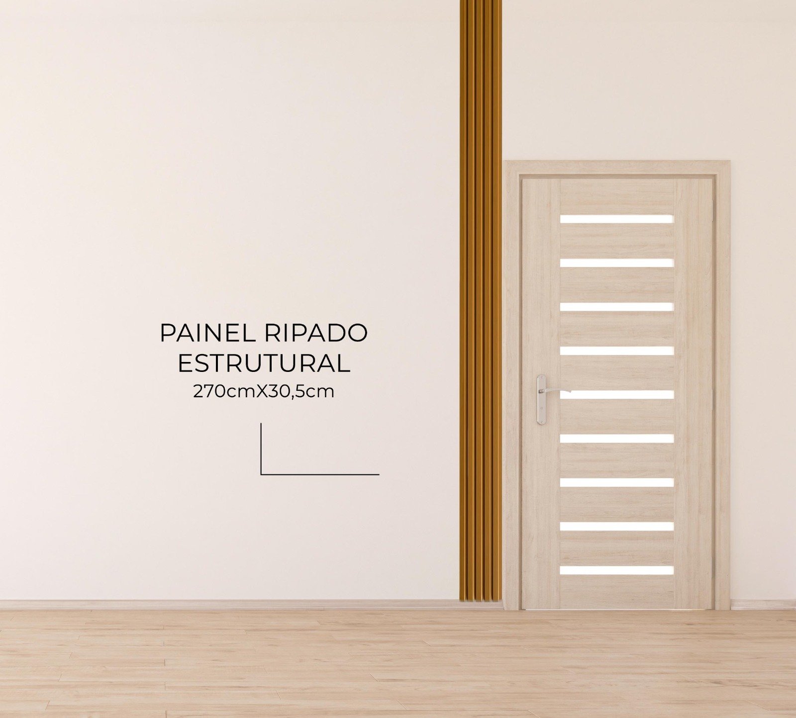 Painel Ripado Estrutural 270x30,5cm: 01 Unid. (0,82m²) Mdf - Talatto Painéis - Amêndoa - 4