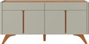 Ver imagem 1 de Buffet Aros 4 Portas Pés Madeira Maciça - Mv - Rei de Casa Off White/naturalle