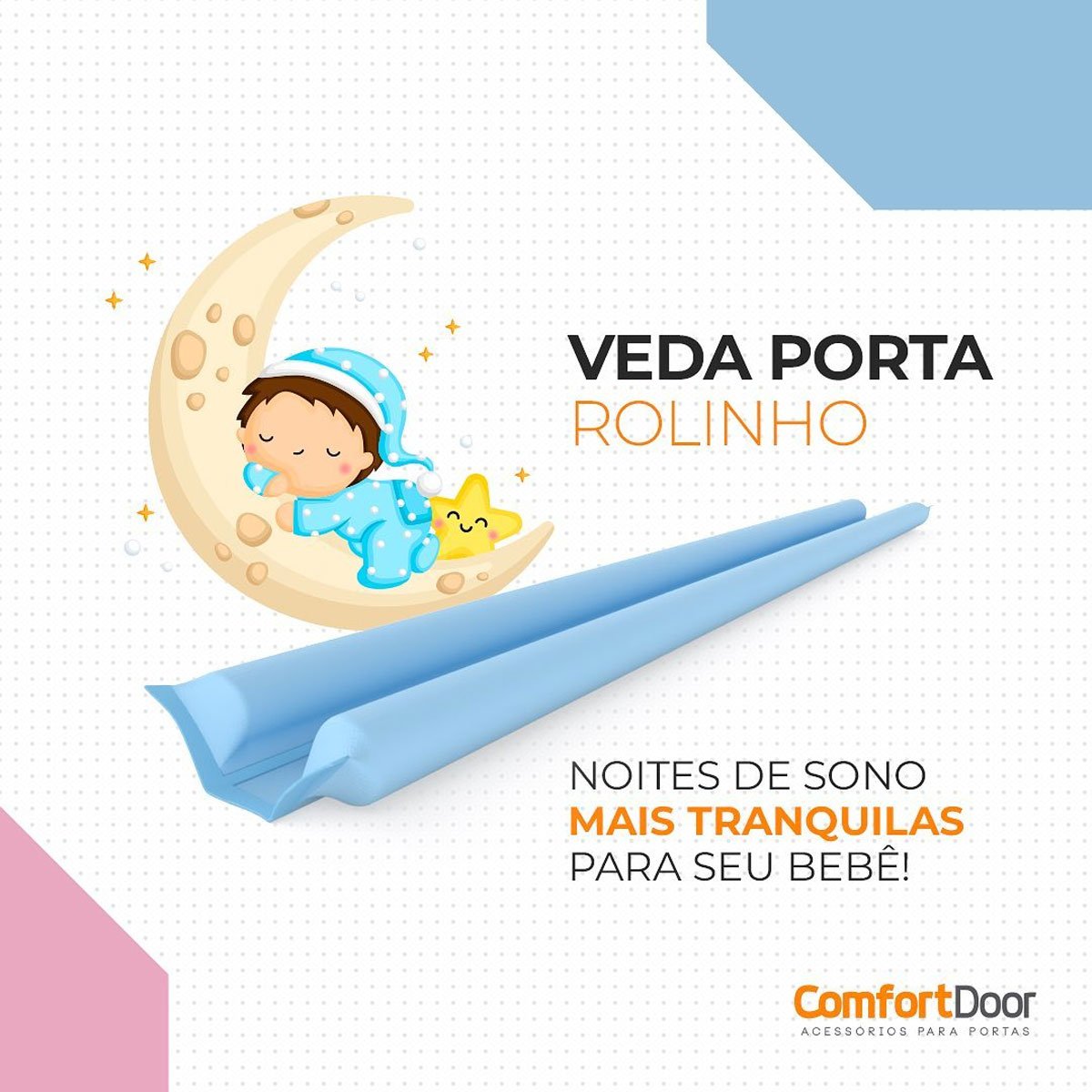 Veda Porta Rolinho 100cm Ajustável em Couro Sintético e Espuma Comfort Door Azul Claro - 2