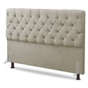 Ver imagem 1 de Cabeceira Cama Box Solteiro Lylla 90cm Capitonê com Frame Sintético Bege - Desk Design