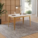 Ver imagem 1 de Mesa Sala de Jantar Tampo com Vidro 120cm 100% MDF Áurea Marrom/Ype/Off White