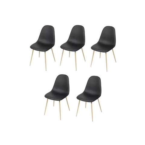 Kit 5 Cadeiras de Escritório Tania Pu Preta Base Madeira - Bering