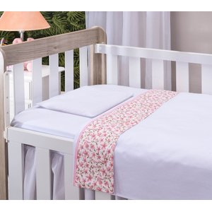 Jogo de Lençol de Berço Americano para Bebê Menina 3 Peças 100% Algodão:rosa-cristal